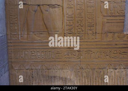 "Die Geheimnisse des alten Ägyptens durch komplizierte Hieroglyphen zu entschlüsseln." Stockfoto