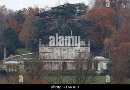 General View of Saint Hill Manor, das britische Hauptquartier der Scientology Religion. L. Ron Hubbard erwarb im März 1959 das denkmalgeschützte Landhaus und rund 60 Hektar Land. Das Manor diente bis 1967 als Mr. Hubbards Zuhause und weltweiter Hauptsitz der Scientology Religion. Stockfoto