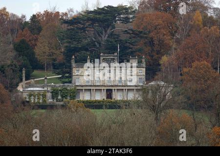 General View of Saint Hill Manor, das britische Hauptquartier der Scientology Religion. L. Ron Hubbard erwarb im März 1959 das denkmalgeschützte Landhaus und rund 60 Hektar Land. Das Manor diente bis 1967 als Mr. Hubbards Zuhause und weltweiter Hauptsitz der Scientology Religion. Stockfoto