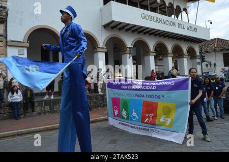 CUENCA-DESFILE POR DIA INTERNACIONAL PERSONAS CON DISCAPACIDAD Cuenca,Ecuador 1 de diciembre de 2023 Con motivo del Dia Internacional de las Personas con Diskapidad, die Lage ist sehr gut. foto Boris Romoleroux/API. SOI-CUENCA-DESFILEPORDIAINTERNACIONALPERSONASCONDISCAPACIDAD-5FC4546AD49197D695D2B4C2A4079238 *** CUENCA-PARADE ZUM INTERNATIONALEN TAG DER MENSCHEN MIT BEHINDERUNGEN CUENCA Stockfoto