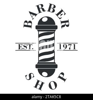 Friseur-Shop-Stange. Friseursalonsymbol isoliert auf weißem Hintergrund. Barbershop-Schild und -Symbol. Designelement für Logos, Etiketten, Embleme. Vektor Stock Vektor