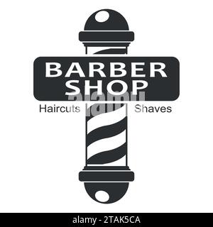 Friseur-Shop-Stange. Friseursalonsymbol isoliert auf weißem Hintergrund. Barbershop-Schild und -Symbol. Designelement für Logos, Etiketten, Embleme. Vektor Stock Vektor