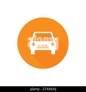 Orangefarbenes Car Flat-Symbol mit Sadow. Vektorabbildung Stock Vektor