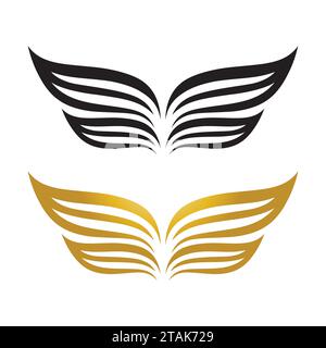 Flügel Gold und schwarze Vogel Logo Vektor Illustration Vorlage Stock Vektor