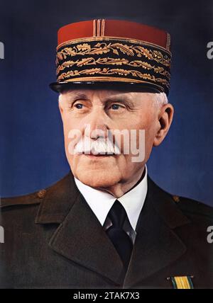 Philippe Petain. Porträt des Leiters des kollaborativen Regimes von Vichy Frankreich, Henri Philippe Benoni Omer Pétain (Marschall Petain: 1856–1951), offizielles Porträt, um 1941 Stockfoto