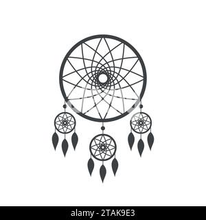 Dreamcatcher-Symbol auf weißem Hintergrund. Die indianische Traumfänger-Ikone. Vektorabbildung Stock Vektor