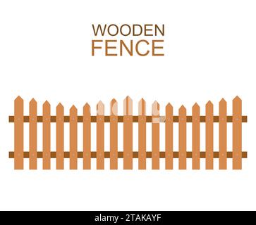 Holzzaun isoliert auf weißem Hintergrund. Illustration des Farmzaun-Vektors. Bretter halten die Silhouette aus Holz in flachem Stil Stock Vektor