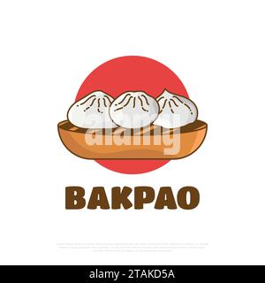 Bakpao oder Baozi, traditionelle asiatische Küche. Vektor-Illustration von asiatischen gedämpften Brötchen Stock Vektor
