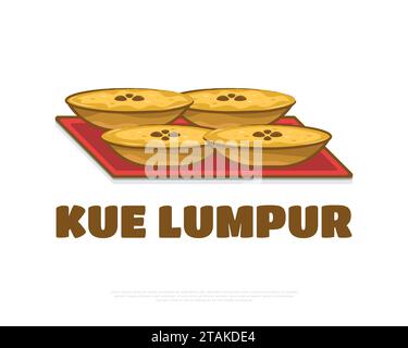 Illustration des traditionellen indonesischen Essens namens Kue Lumpur. Handgezeichnete Indonesische Snacks Stock Vektor