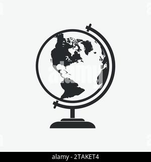 World GLOBE Icon Schulbildung im flachen Stil. Globe Geographie Erdsymbol Symbol Vektorkarte isoliert auf grauem Hintergrund Stock Vektor