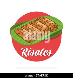 Vektorillustration Für Risoles. Frittierte Frühlingsrollen, köstliche traditionelle Speisen oder Snacks aus Indonesien Stock Vektor