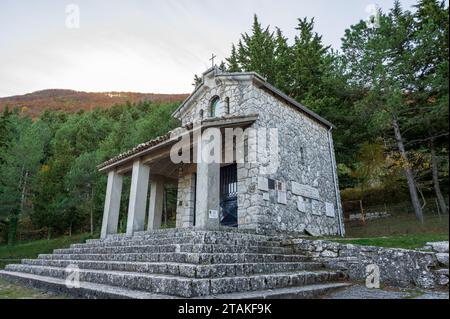 Castelpetroso, Heiligtum der Madonna Addolorata. Die Orte der Erscheinung Stockfoto