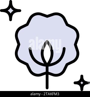 Baumwollfarbe. Blume, Pflanze, Faser. Stoffeigenschaften Konzept. Baumwollboll, Blumenvektorsymbol für Apps und Websites. Kann für Themen wie organi verwendet werden Stock Vektor