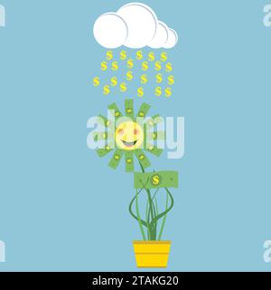 Blume hält Geld Stock Vektor