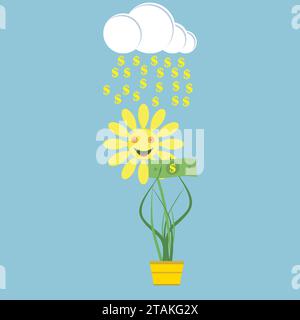 Blume hält Geld Stock Vektor