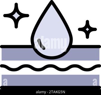Farbsymbol für ausgezeichnete Wasseraufnahme. Wird für die Werbung für Baby- und Erwachsenenwindeln, Futterauflagen, Saugauflagen für Haustiere und Damenbinden verwendet. Wasser wird aufgerührt Stock Vektor