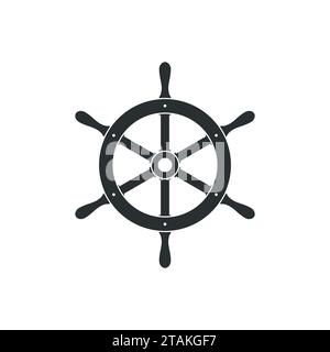 Symbol für das Schiffsruder auf weißem Hintergrund. Vektor des Lenkrads der Yacht Stock Vektor
