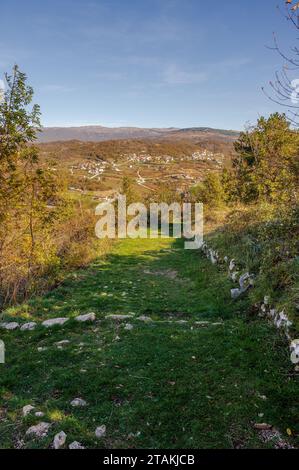 Castelpetroso, Heiligtum der Madonna Addolorata. Via Matris. Einblicke Stockfoto