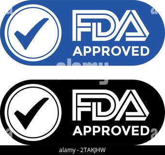 FDA-zugelassene Food and Drug Administration Stempel, Symbol, Symbol, Etikett, Abzeichen, Logo, Dichtung Stock Vektor