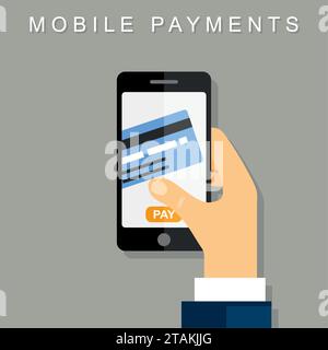 Mobile Zahlungen. Vektorabbildung Flat Desing Stock Vektor