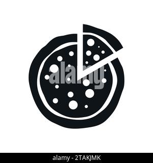 Icon Pizza in flachem Stil isoliert auf weißem Hintergrund. Essenssilhouette. Vektordarstellung. Stock Vektor