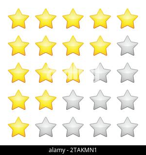 Bewertungssterne isoliert auf weiß. Vektordarstellung des Konstruktionselements. Stock Vektor