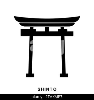 Japan Gate. Shinto - ein Symbol des Shintoismus. Shinto-Symbol in flachem Stil, isoliert auf weißem Hintergrund Stock Vektor