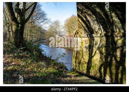 Eisenbahnbrücke in Copley Stockfoto