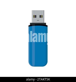 USB-Speicherstick für Flash-Laufwerk isoliert auf weißem Hintergrund in flacher Ausführung. Stock Vektor