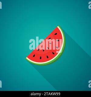 Wassermelone mit Schatten auf weißem Hintergrund. Vektorabbildung Stock Vektor
