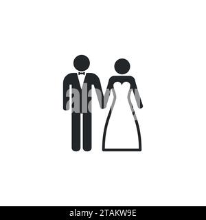 Ein Symbol für ein verheiratetes Paar. Braut und Bräutigam Stock Vektor