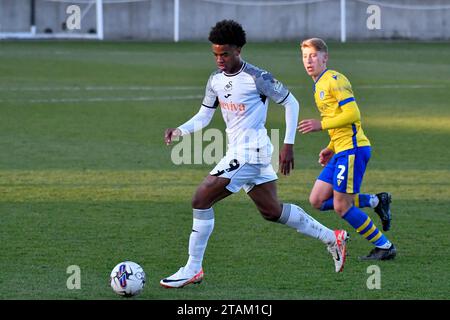 Swansea, Wales. 1. Dezember 2023. Kristian Fletcher aus Swansea City am 1. Dezember 2023 beim U21-Spiel der Professional Development League zwischen Swansea City und Colchester United an der Swansea City Academy in Swansea, Wales, Großbritannien. Quelle: Duncan Thomas/Majestic Media/Alamy Live News. Stockfoto