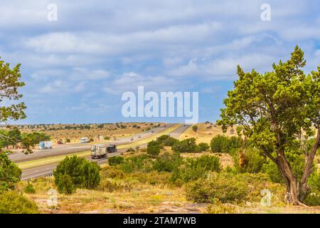 Interstate 40 zwischen Texas State Line und Albuquerque, New Mexico. Stockfoto