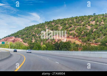 Interstate 40 zwischen Texas State Line und Albuquerque, New Mexico. Stockfoto