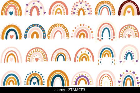 Vektor nette Regenbogen große Set Kinderzimmer Baby Druck Symbol Boho Sammlung Pastellfarben Stock Vektor
