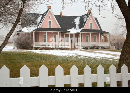 Brigham Young Forest Farmhouse, dies ist der Place Heritage Park, Mormon Pioneer National Historic Trail, Salt Lake City, Utah Stockfoto