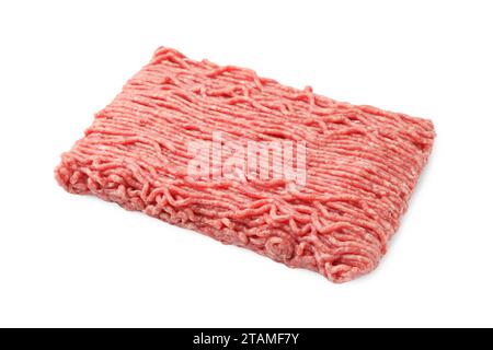 Frisches rohes Hackfleisch, isoliert auf weiß Stockfoto