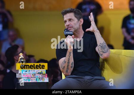 Sao Paulo, Brasilien. Dezember 2023. São PAULO, BRASILIEN - 1. DEZEMBER: Regisseur Zack Snyder spricht mit den Fans während der Comic-Con Experience-CCXP 2023 auf der Sao Paulo Expo am 1. Dezember 2023 in Sao Paulo, Brasilien. (Foto: Leandro Bernardes/PxImages) Credit: PX Images/Alamy Live News Stockfoto