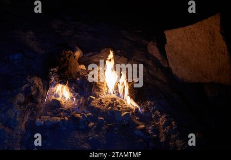 Die ständig brennenden Flammen des Monte Chimaera bei Olympos, Antalya, Türkei Stockfoto
