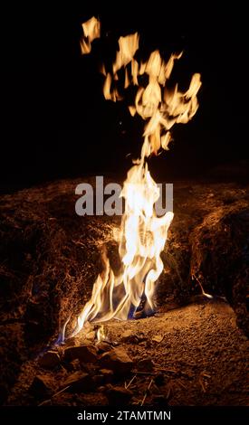 Die ständig brennenden Flammen des Monte Chimaera bei Olympos, Antalya, Türkei Stockfoto