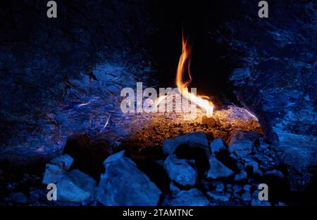 Die ständig brennenden Flammen des Monte Chimaera bei Olympos, Antalya, Türkei Stockfoto