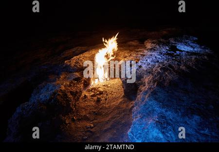 Die ständig brennenden Flammen des Monte Chimaera bei Olympos, Antalya, Türkei Stockfoto