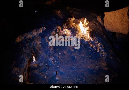 Die ständig brennenden Flammen des Monte Chimaera bei Olympos, Antalya, Türkei Stockfoto