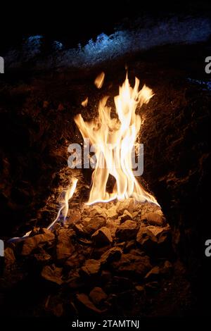 Die ständig brennenden Flammen des Monte Chimaera bei Olympos, Antalya, Türkei Stockfoto