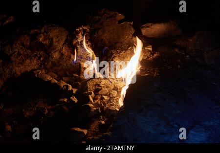 Die ständig brennenden Flammen des Monte Chimaera bei Olympos, Antalya, Türkei Stockfoto