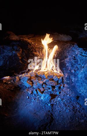 Die ständig brennenden Flammen des Monte Chimaera bei Olympos, Antalya, Türkei Stockfoto