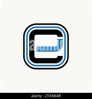 Logo Design Grafik Konzept kreativer Vektor Premium Stock einzigartige Anfangsbuchstabe CE oder EC Schriftart quadratische Linie um verwandte Monogramm Typografie Branding Stock Vektor