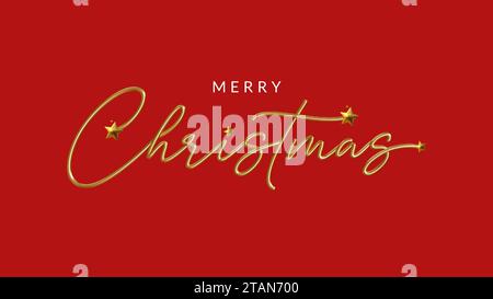 frohe Weihnachten Grußkarten Kalligraphie in Goldfolie geschrieben Stock Vektor