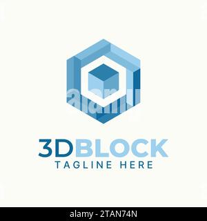 Logo Design Grafikkonzept abstrakte kreative Premium Vektor einzigartige Stock 3D Box Hexagon Illustration. In Bezug auf die mathematische Manipulationsformfarbe Stock Vektor