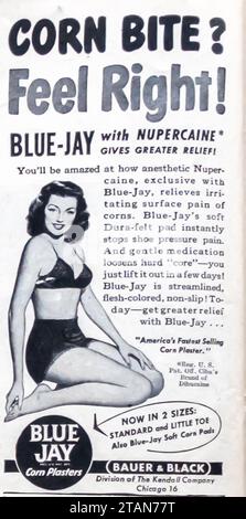 1947 Blue-Jay Maispflaster Werbung Stockfoto